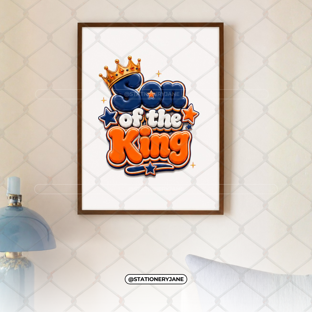 Son of the King Wall Art | Psalm 139:14 | Navy Blue Digital Download