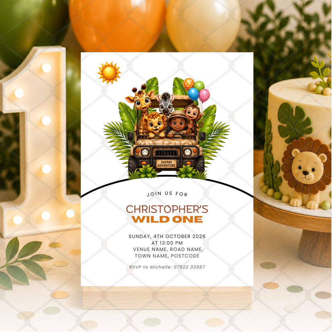 Safari Animal Birthday Invitation Template | Editable 5x7 Printable Digital Download