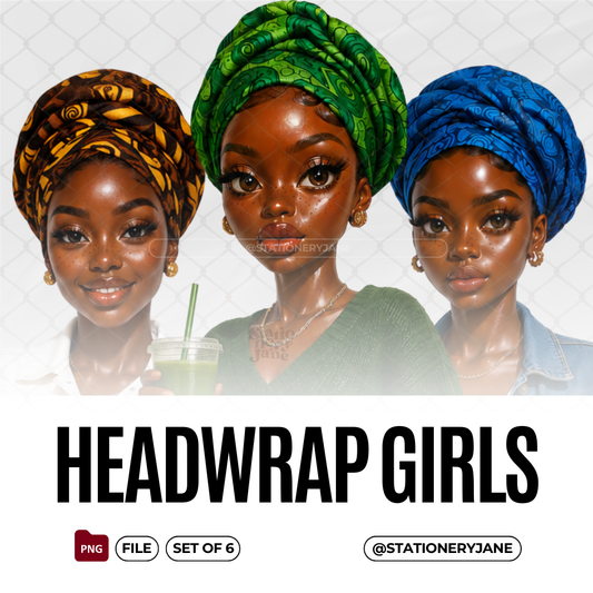 Headwrap Girls Clipart Bundle | Set of 6