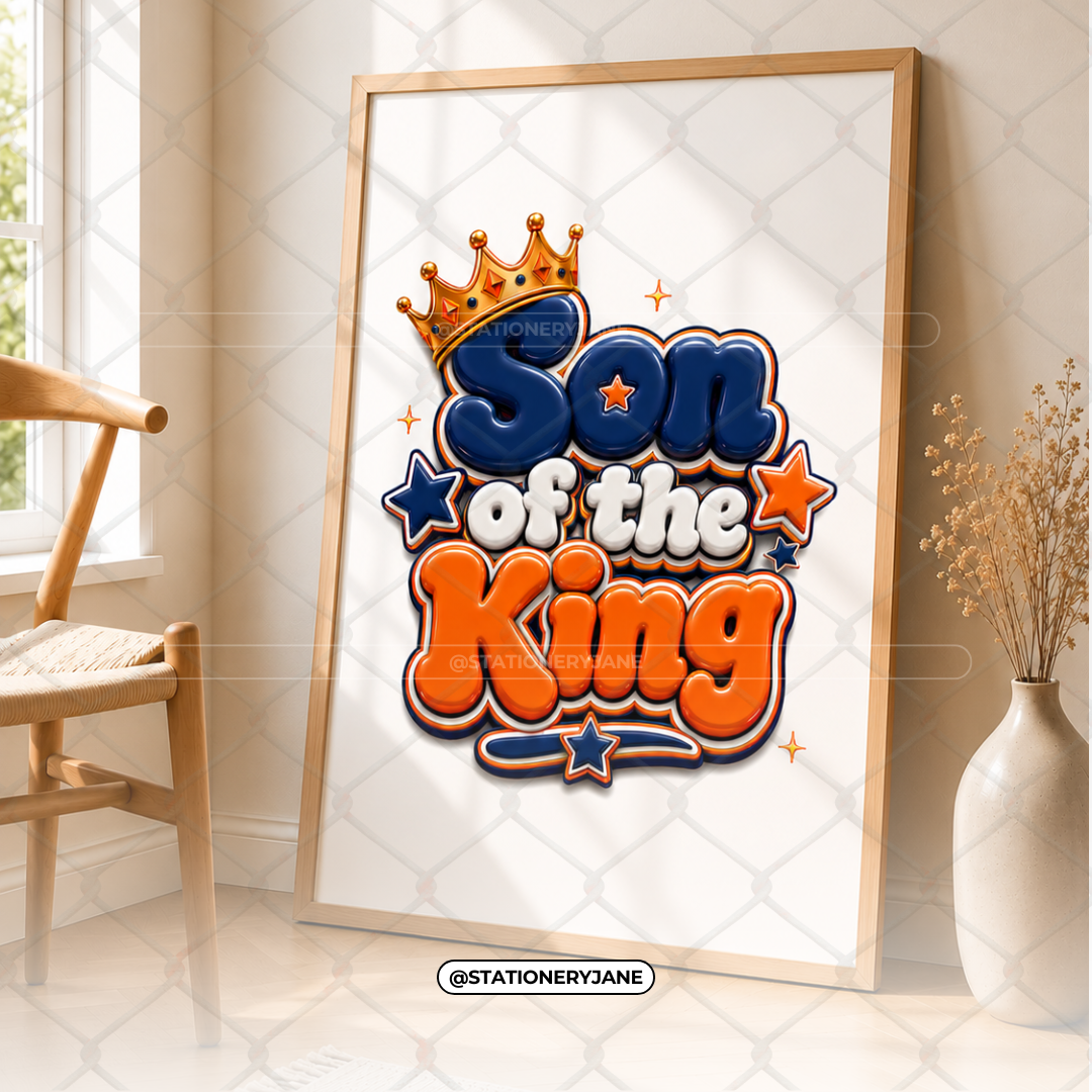 Son of the King Wall Art | Psalm 139:14 | Navy Blue Digital Download