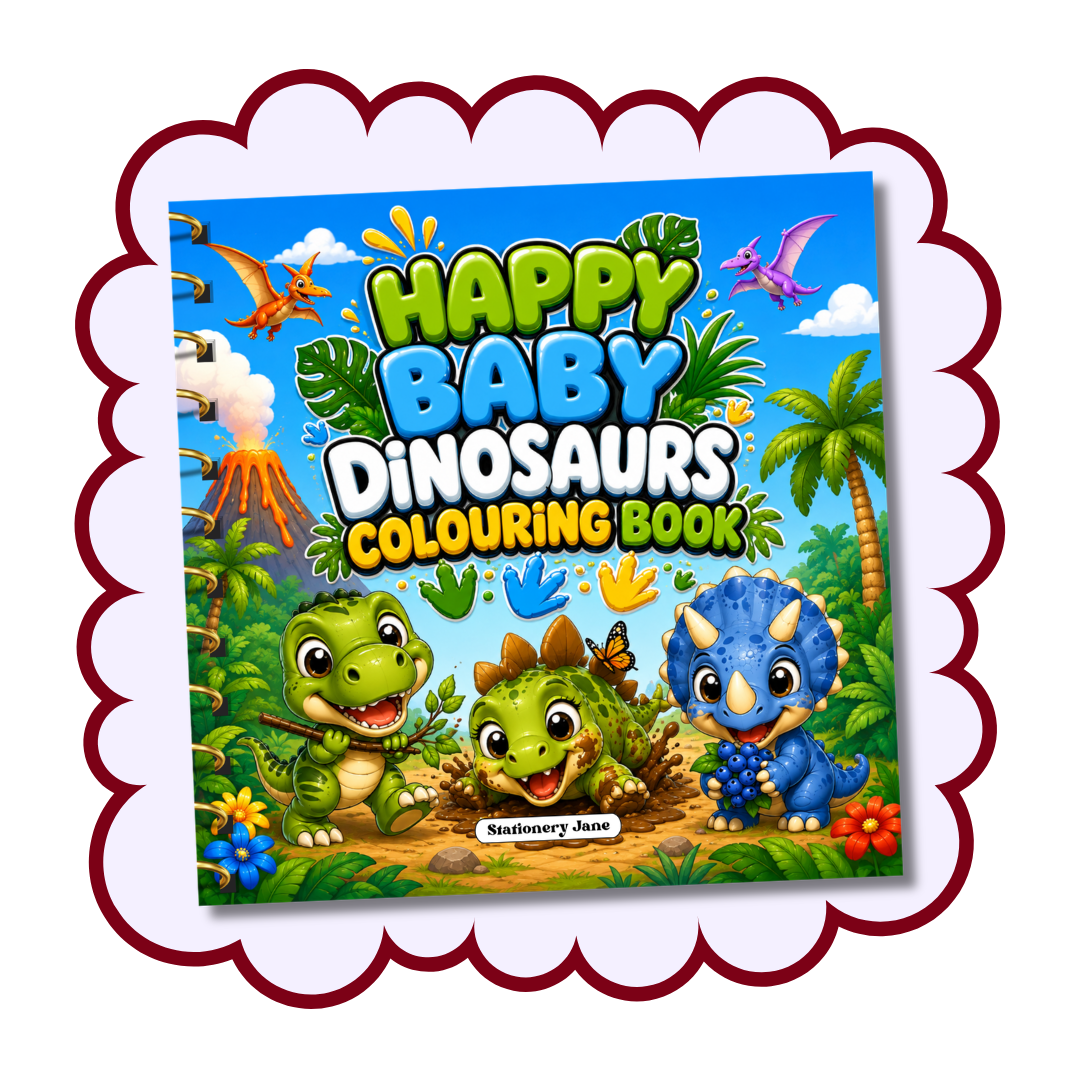 Happy Baby Dinosaurs | Printable Colouring Book