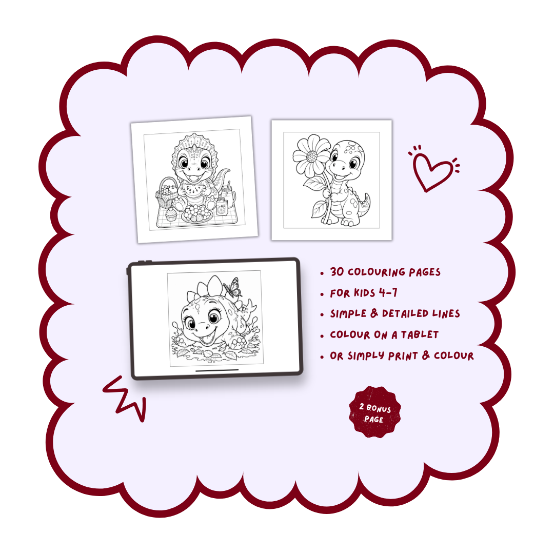 Happy Baby Dinosaurs | Printable Colouring Book