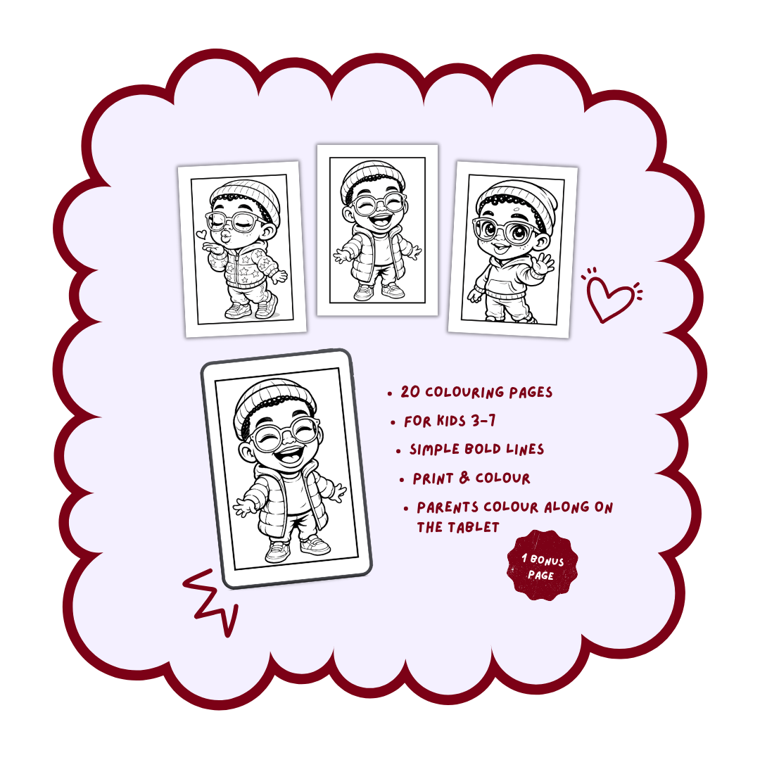 Lil Beanie Boy, Feelings, Faces & Fun | Printable Colouring Book