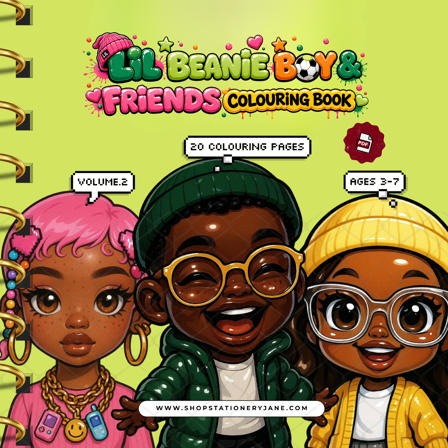 Lil Beanie Boy & Friends Colouring Book for Ages 3-7 | Cute Printable Colouring Pages PDF