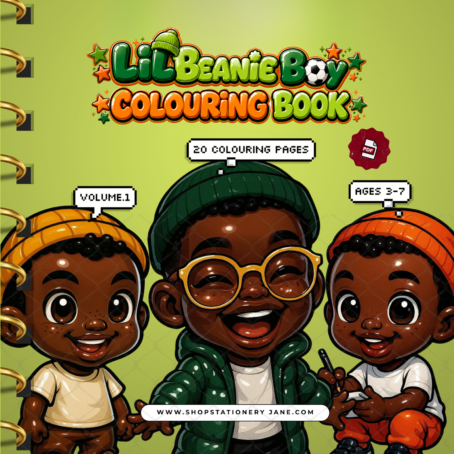 Lil Beanie Boy Colouring Book for Ages 3-7 | Cute Printable Colouring Pages PDF