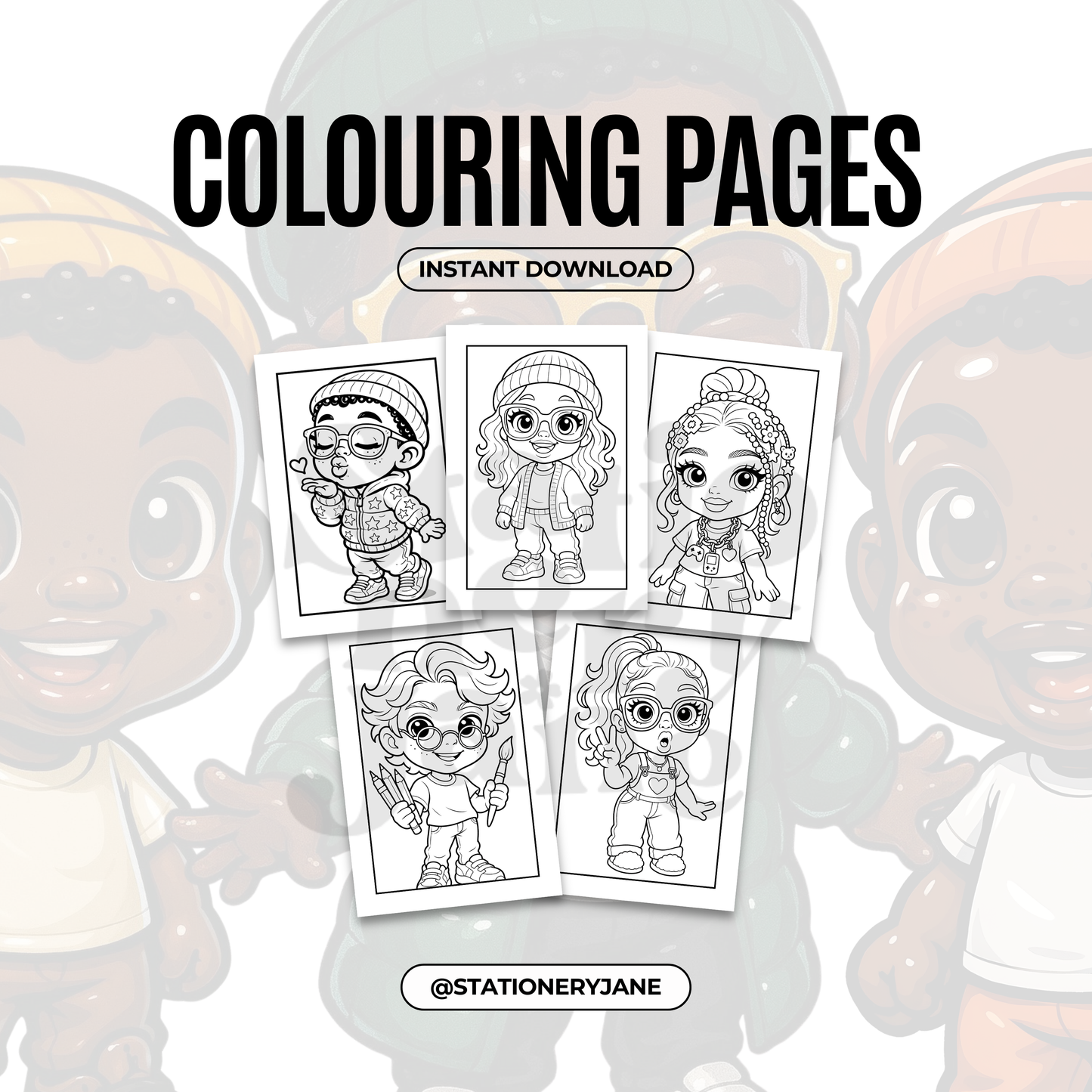 Lil Beanie Boy & Friends Colouring Book for Ages 3-7 | Cute Printable Colouring Pages PDF